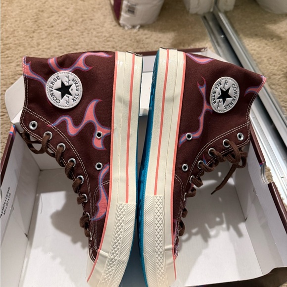 Converse Brown High-Tops with Pink and Blue Swirl - Golf Wang Tyler - Picture 5 of 11